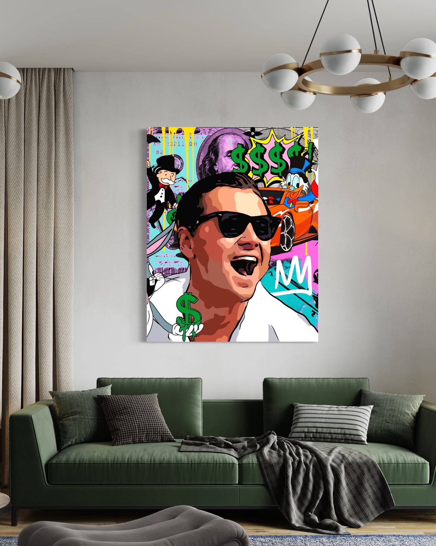 Pop Art Canvas Happy Wolf Money